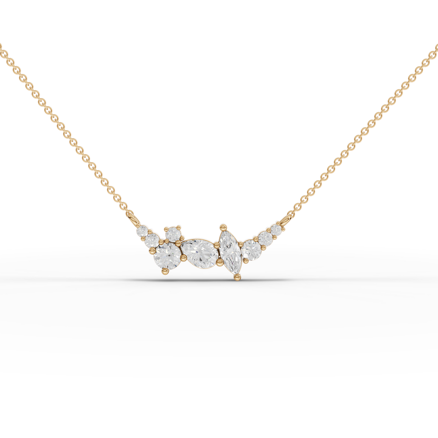 Multi-Shape Moissanite Diamond Cluster Necklace
