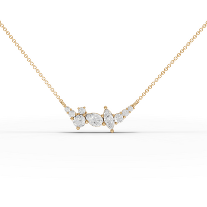 Multi-Shape Moissanite Diamond Cluster Necklace