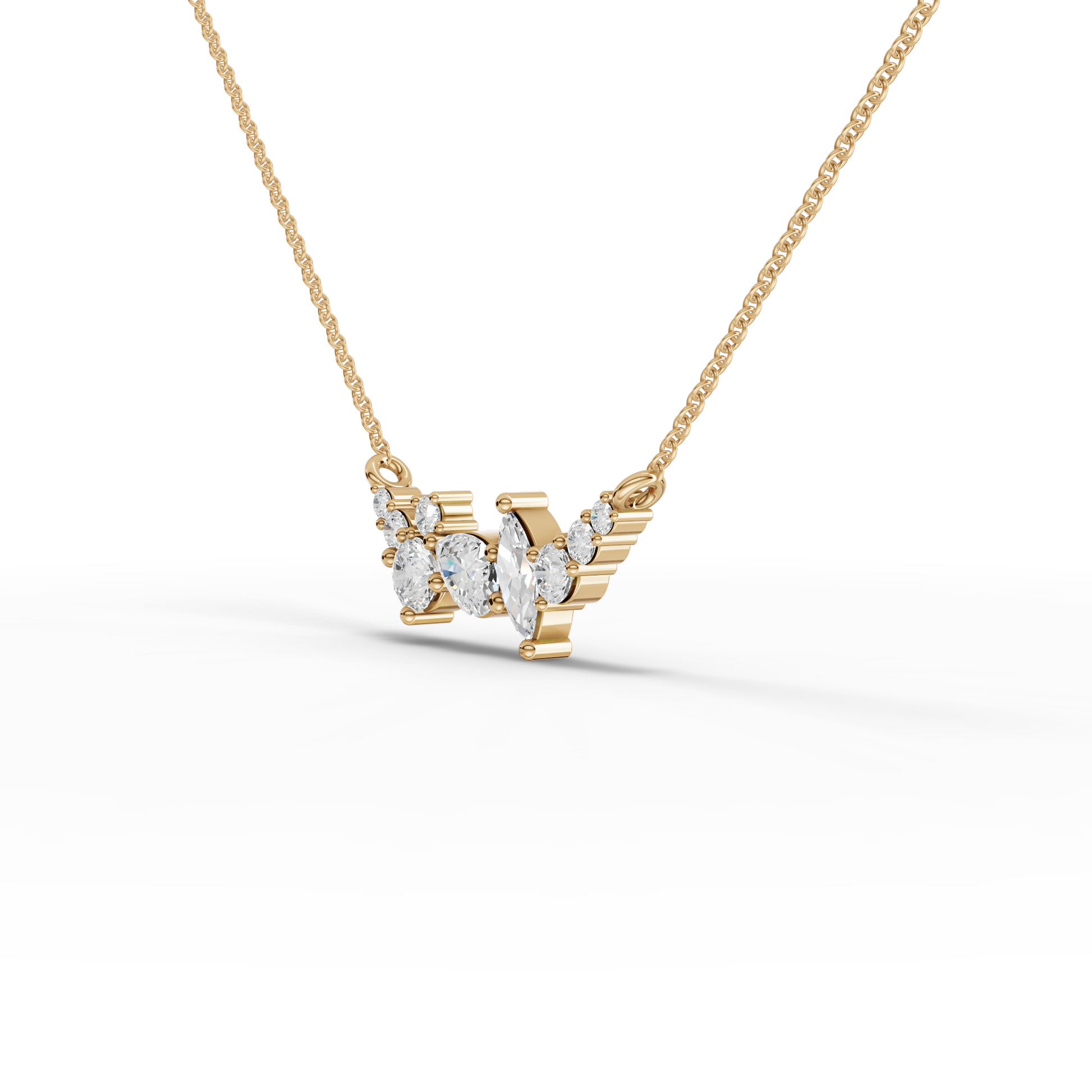 Multi-Shape Moissanite Diamond Cluster Necklace