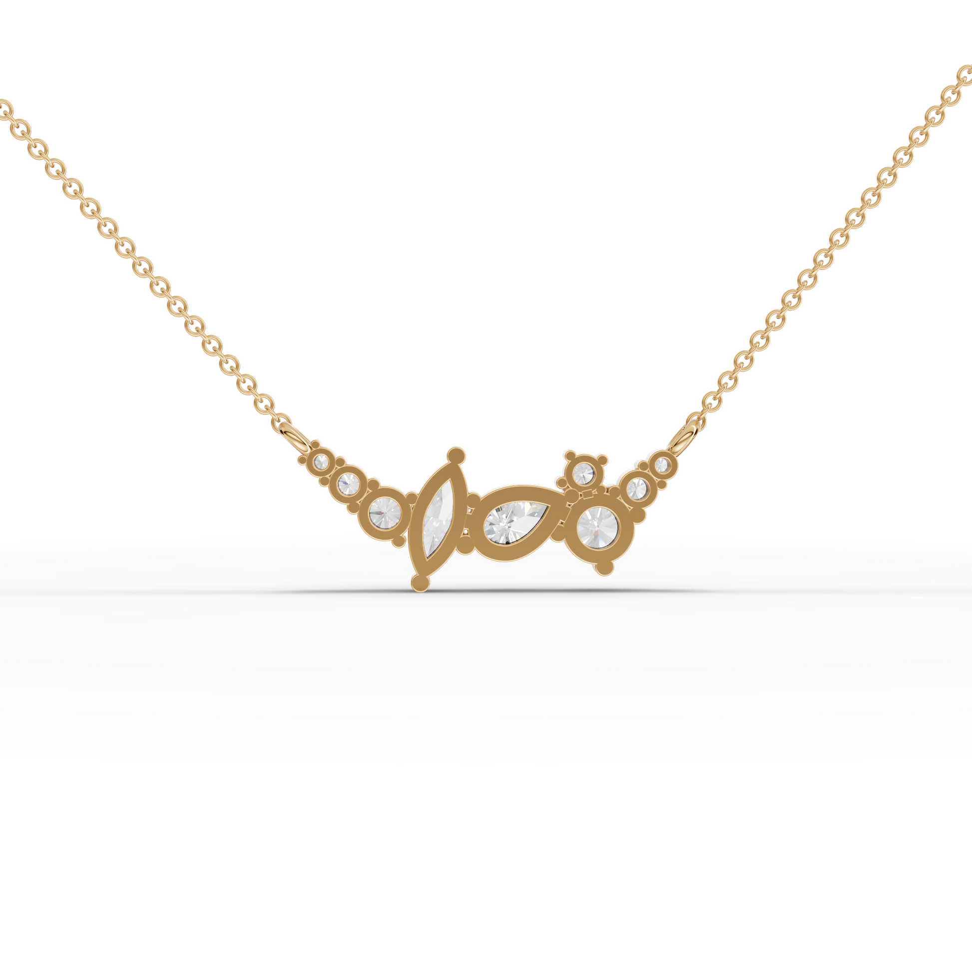 Multi-Shape Moissanite Diamond Cluster Necklace