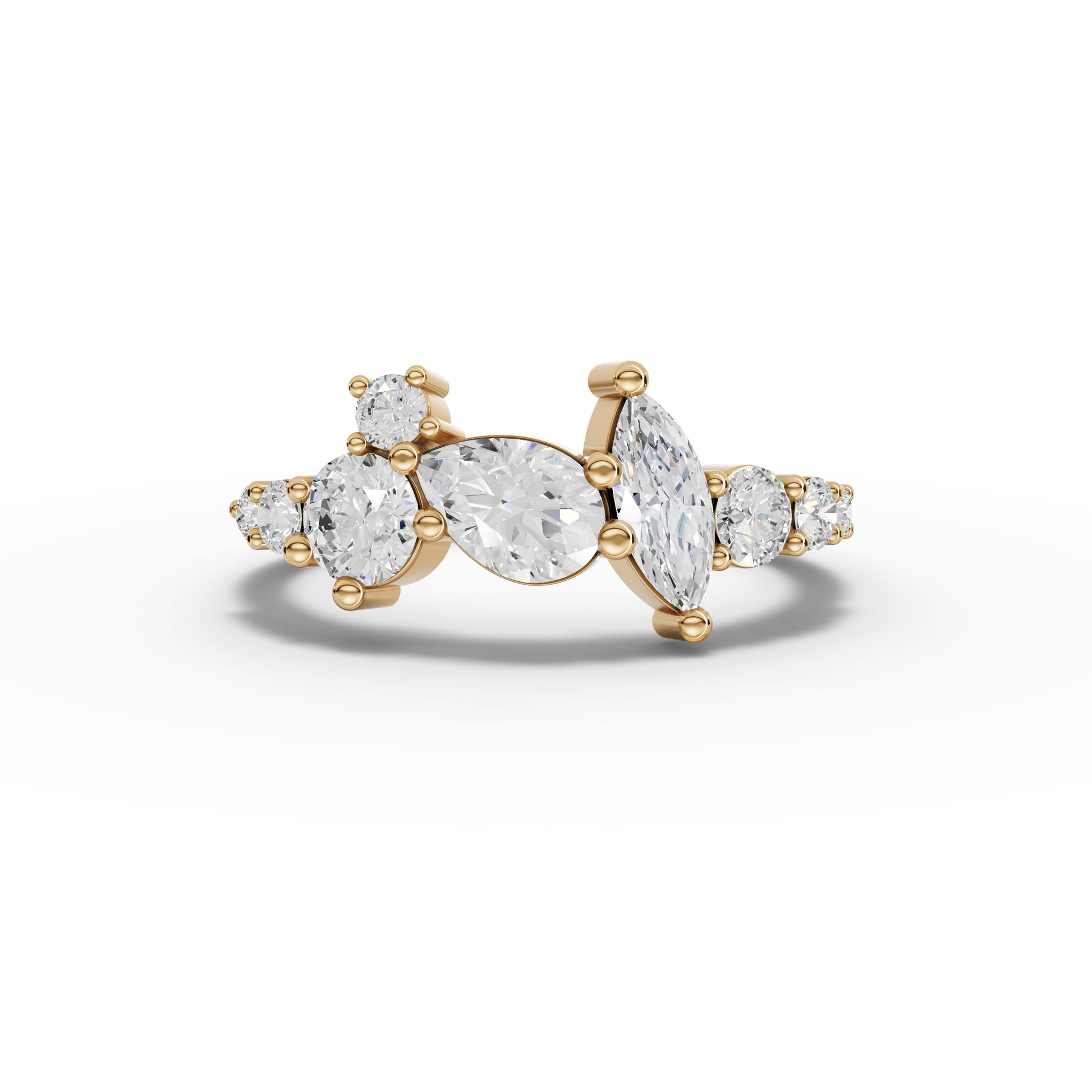 Pear & Marquise Cluster Moissanite Diamond Ring