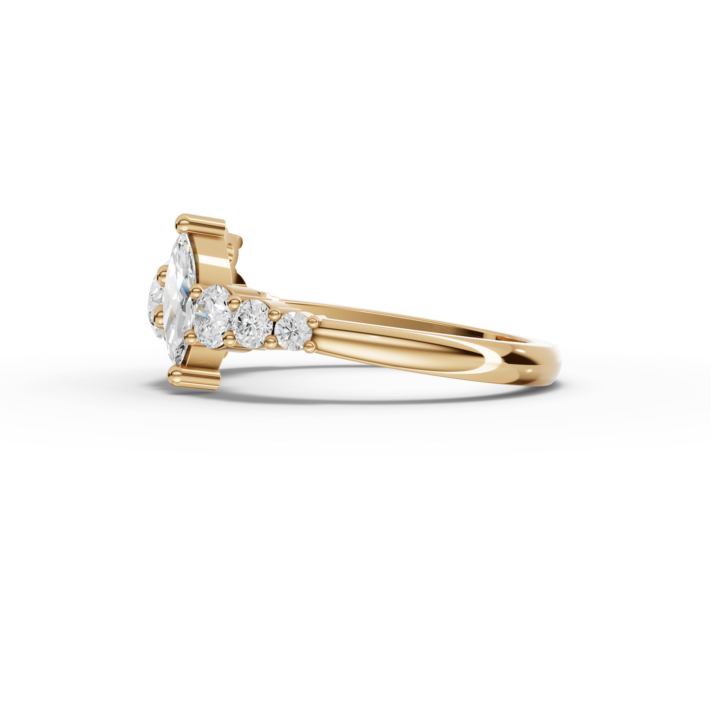 Pear & Marquise Cluster Moissanite Diamond Ring