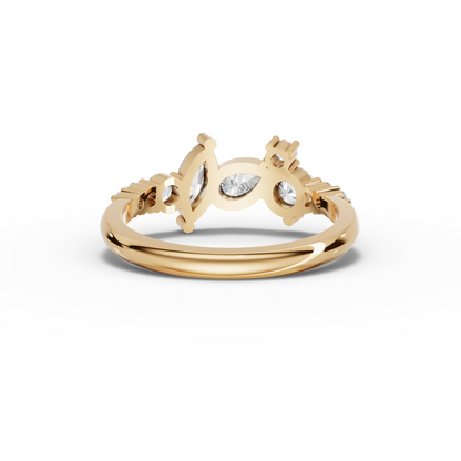 Pear & Marquise Cluster Moissanite Diamond Ring