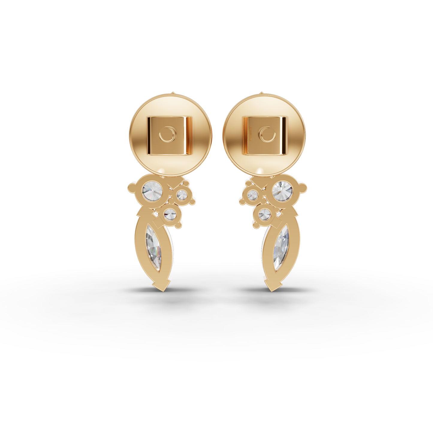 Marquise & Round Cluster Moissanite Grown Diamond Drop Earrings