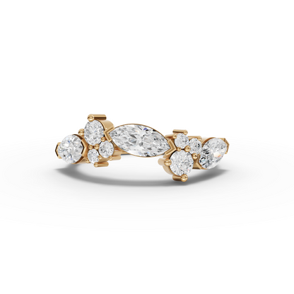 Marquise Cluster Round Moissanite Grown Diamond Ring