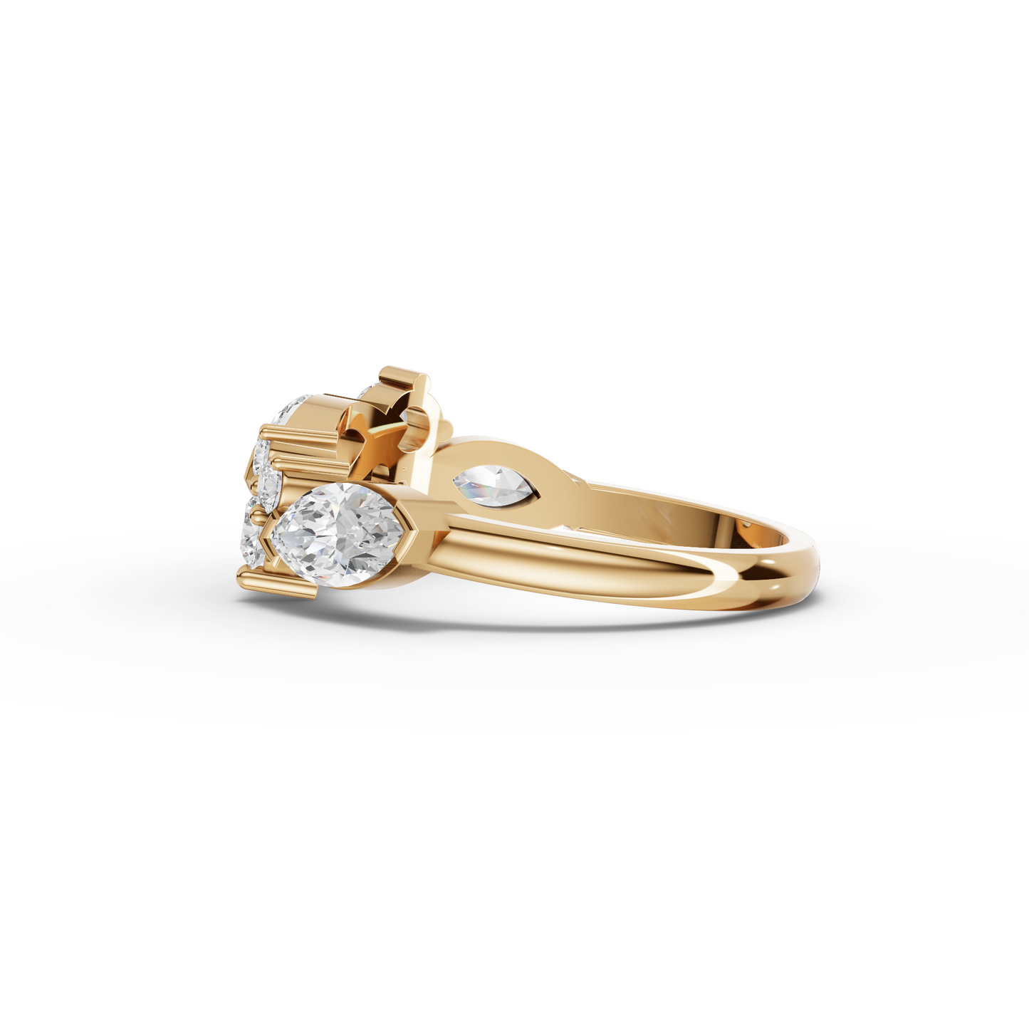 Marquise Cluster Round Moissanite Grown Diamond Ring