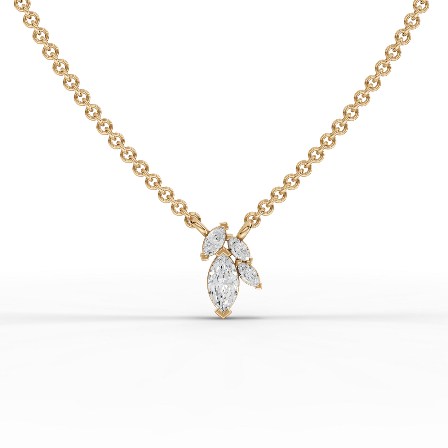 Marquise Cluster Moissanite Diamond Pendant Necklace
