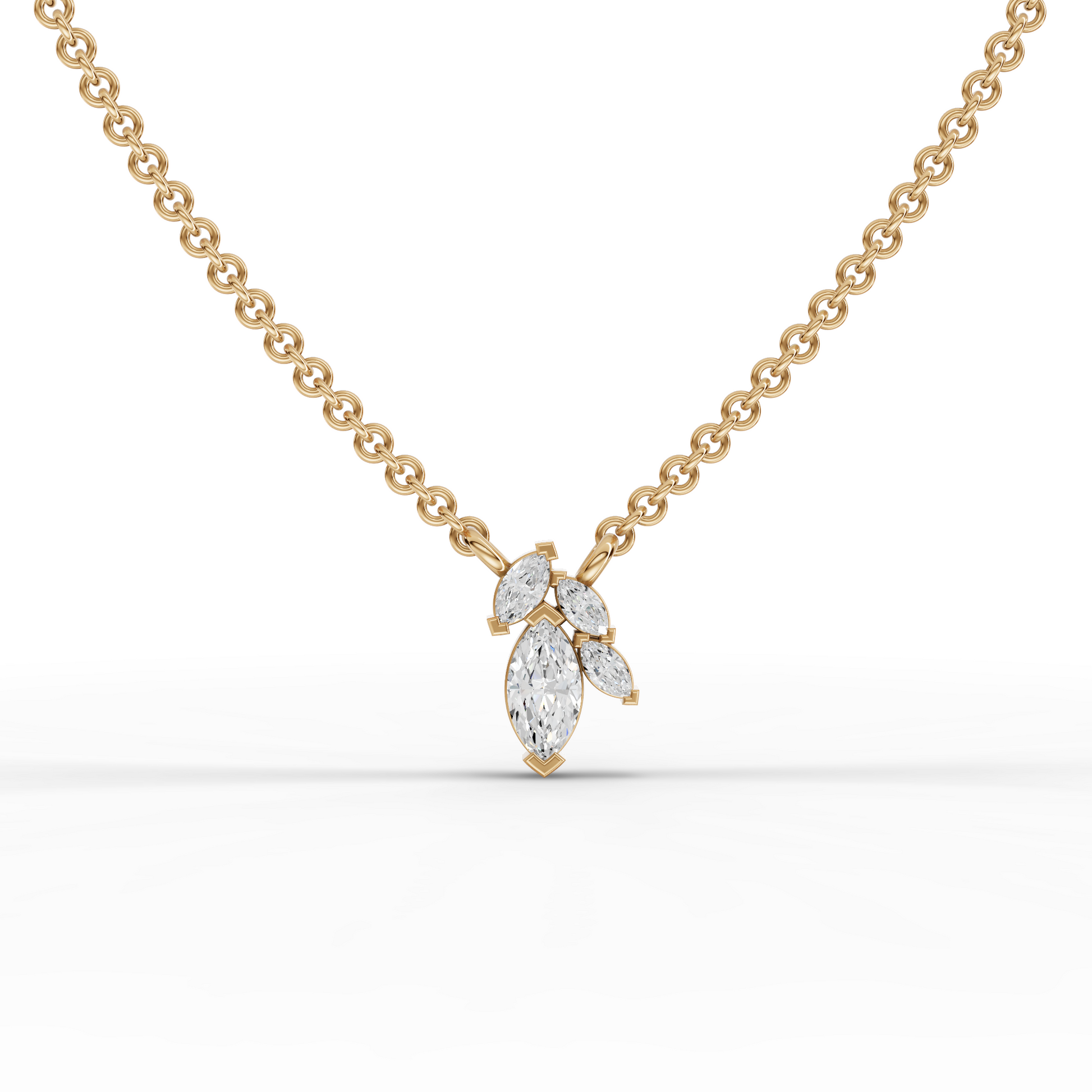 Marquise Cluster Moissanite Diamond Pendant Necklace