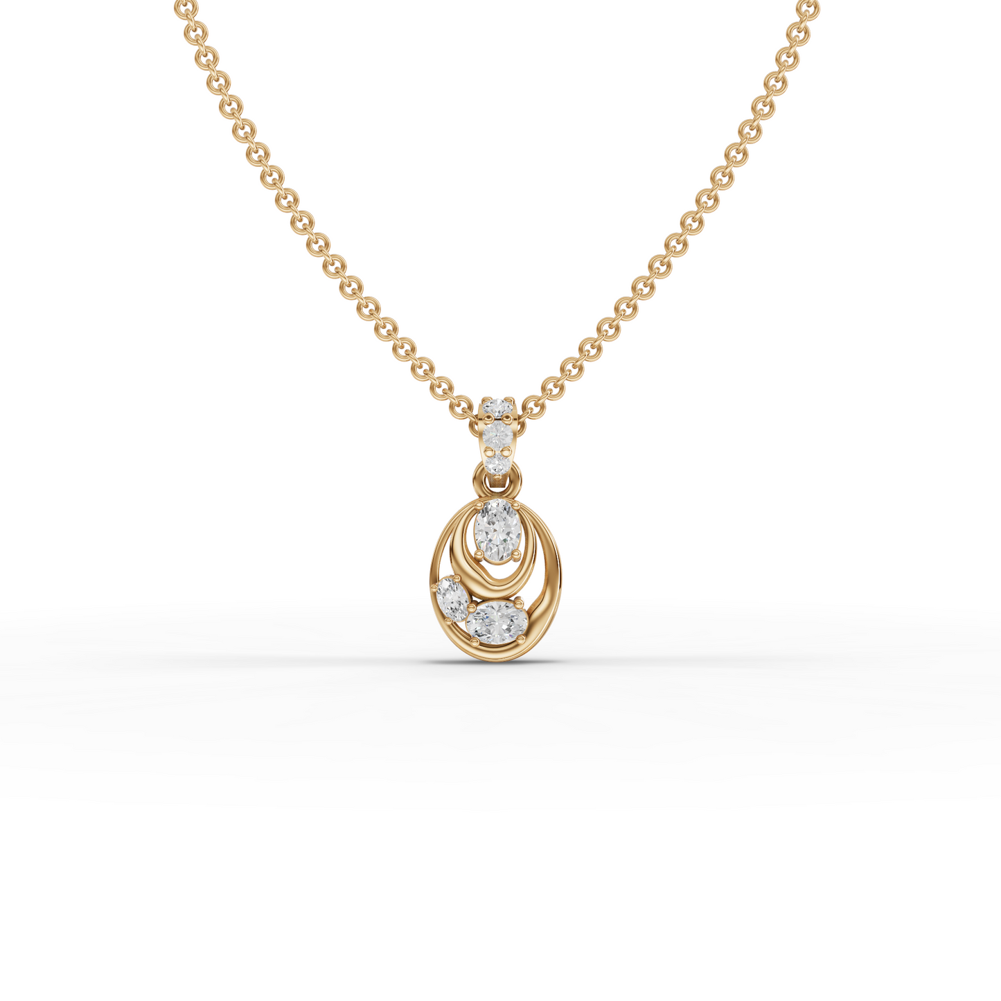 Modern Oval Moissanite Grown Diamond Drop Pendant Necklace