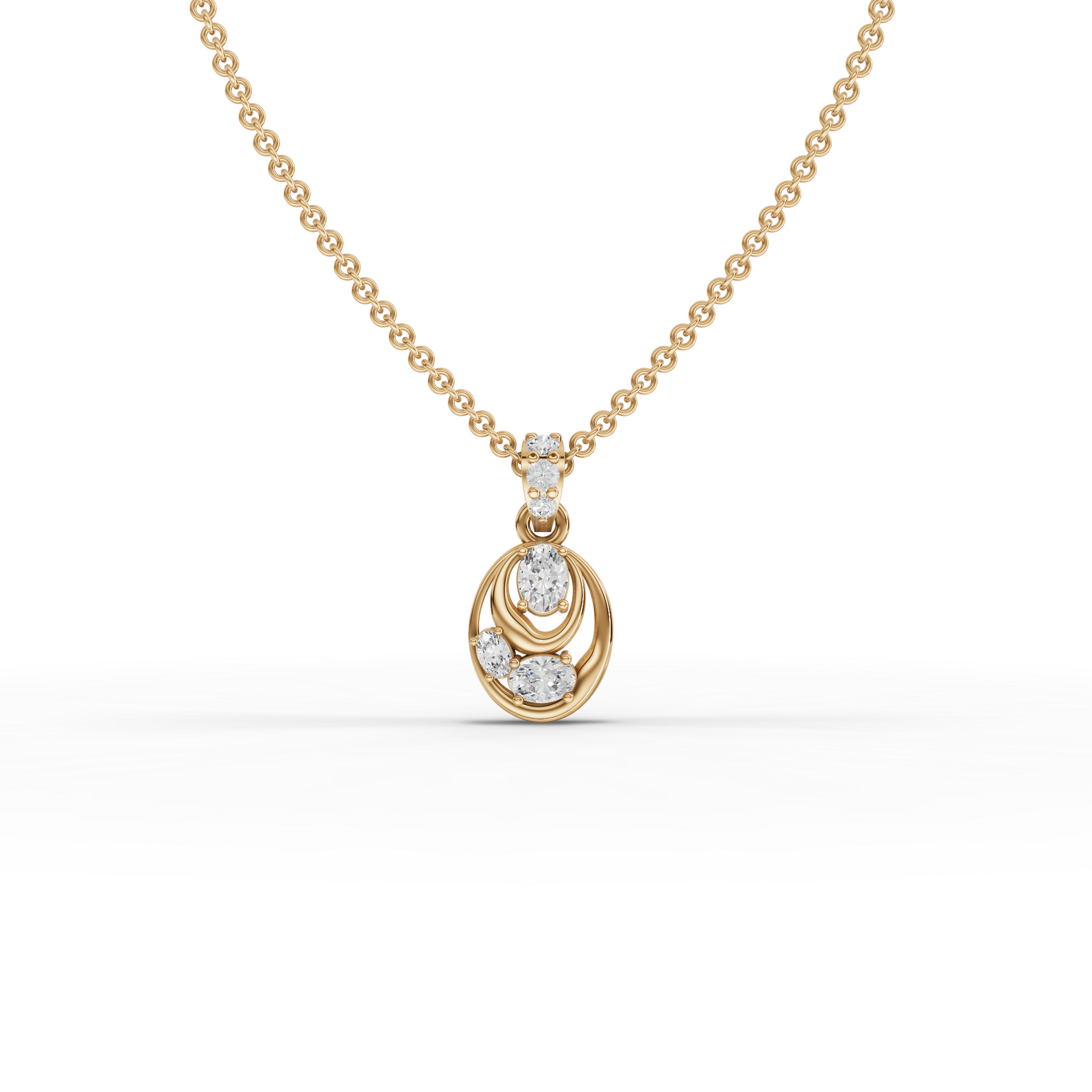 Modern Oval Moissanite Grown Diamond Drop Pendant Necklace