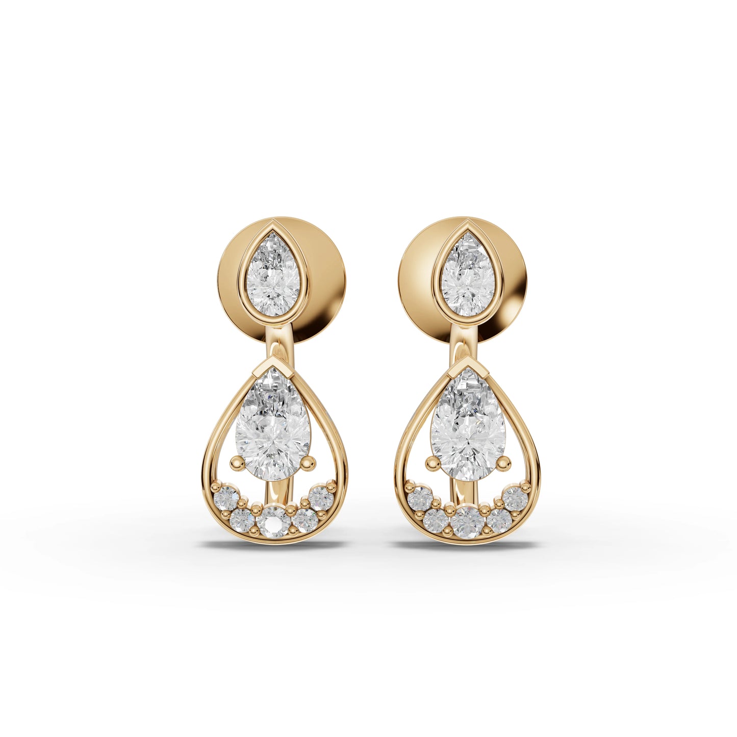 Pear Moissanite Diamond Teardrop Halo Drop Earrings