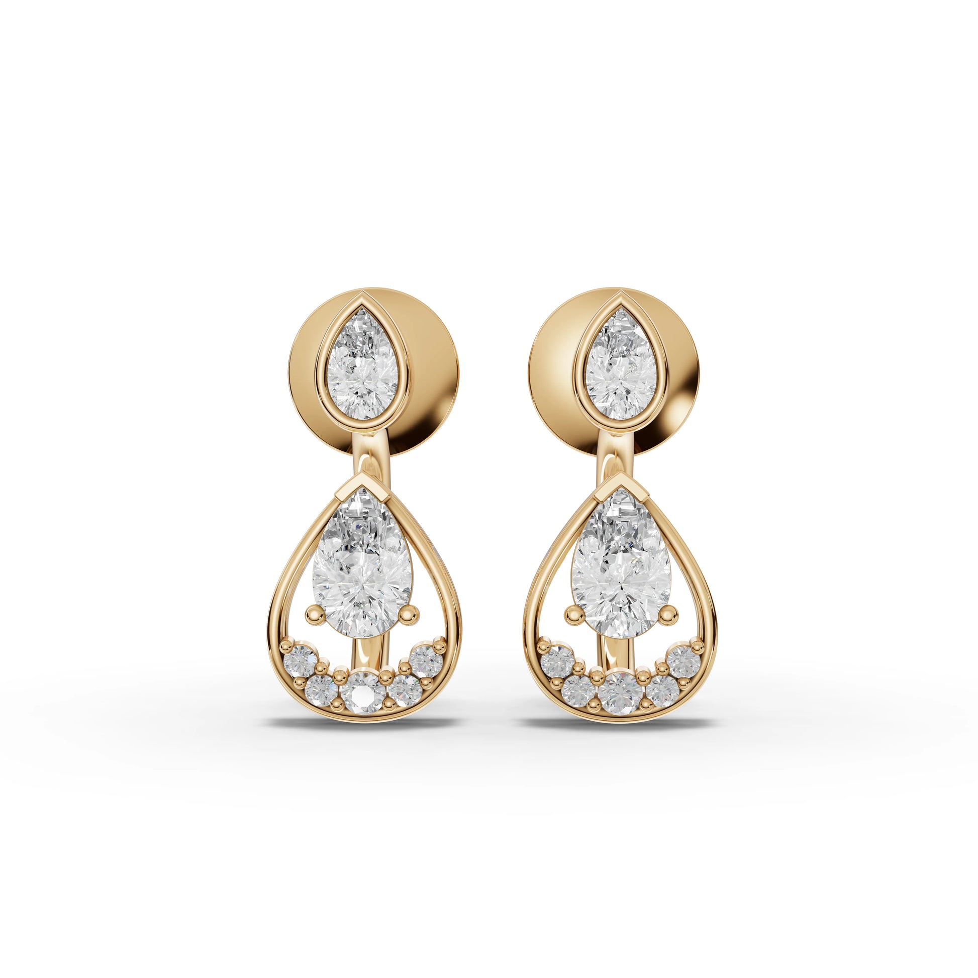Pear Moissanite Diamond Teardrop Halo Drop Earrings