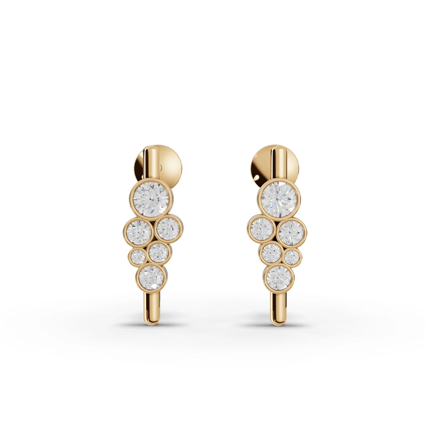 Graduated Bezel Moissanite Diamond Drop Earrings