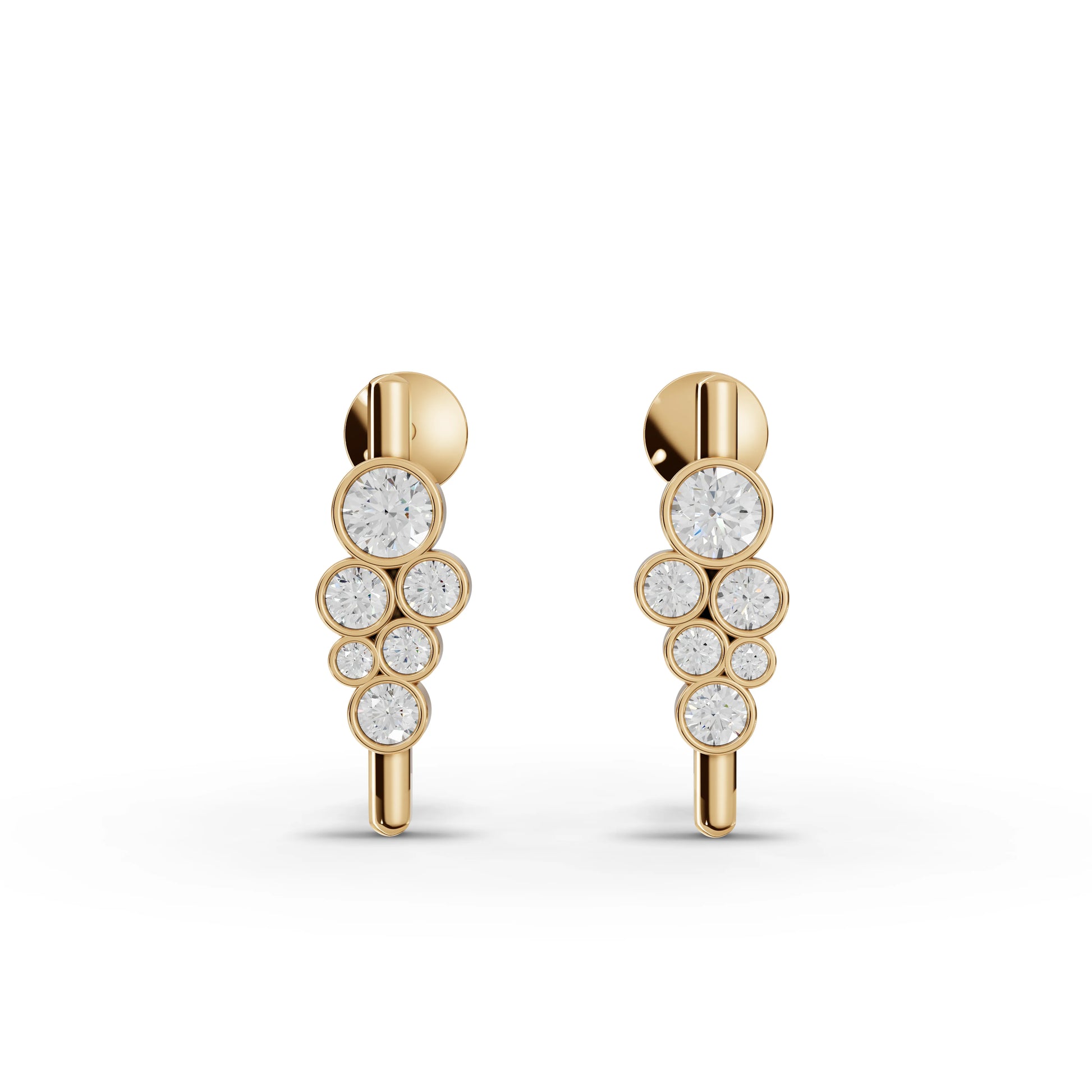 Graduated Bezel Moissanite Diamond Drop Earrings