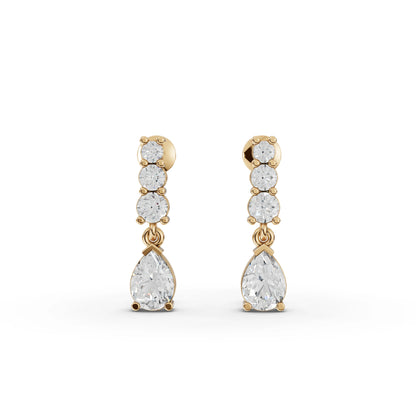 Pear Graduated Drop Moissanite Diamond Earrings