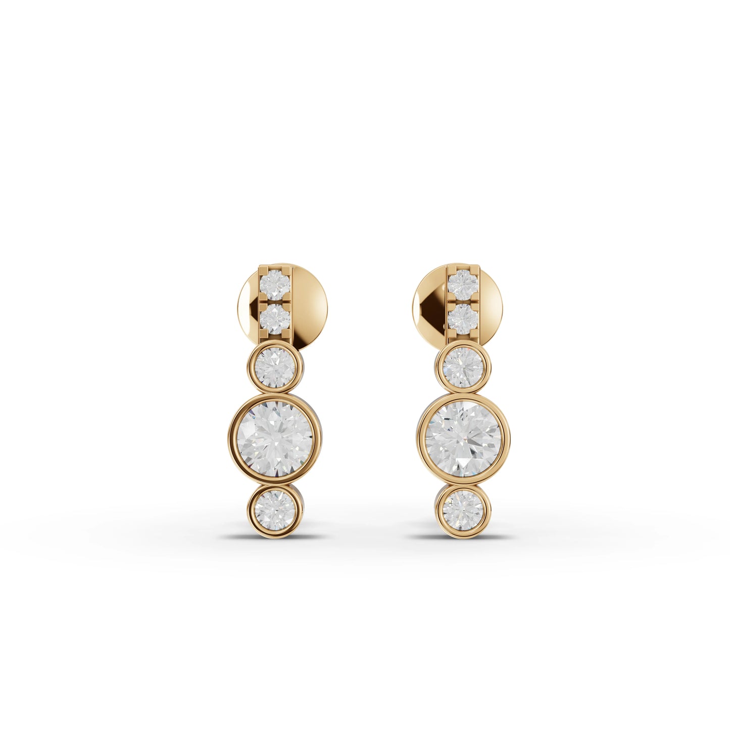 Bezel Moissanite Diamond Drop Earrings With Accent Stones