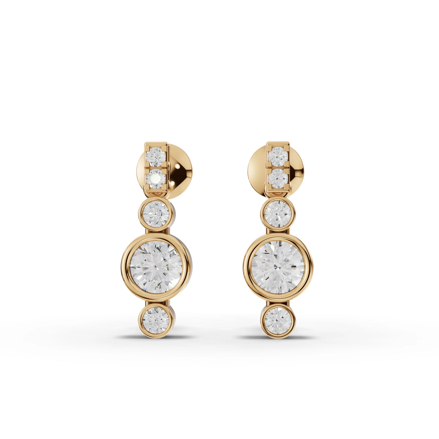 Bezel Moissanite Diamond Drop Earrings With Accent Stones
