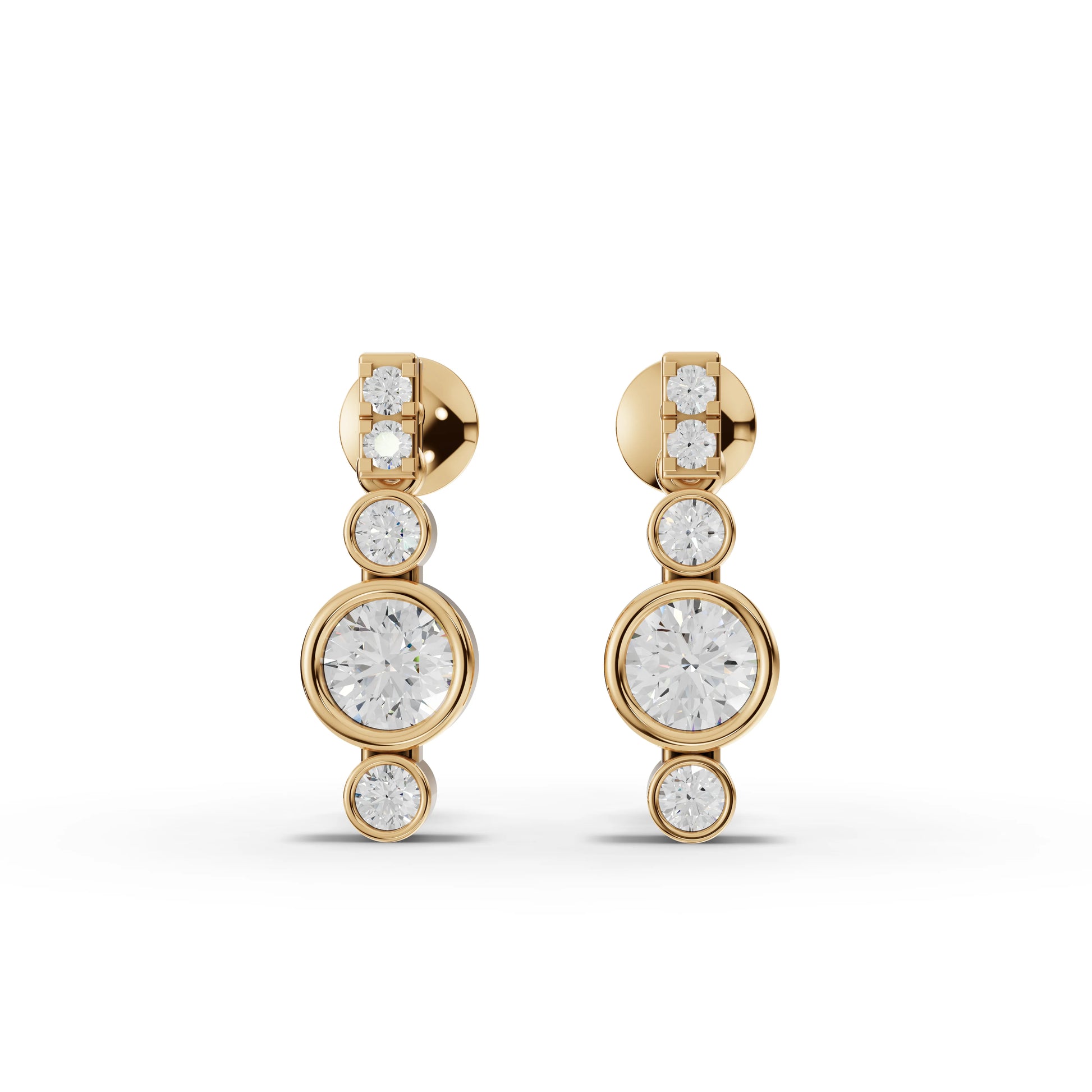 Bezel Moissanite Diamond Drop Earrings With Accent Stones
