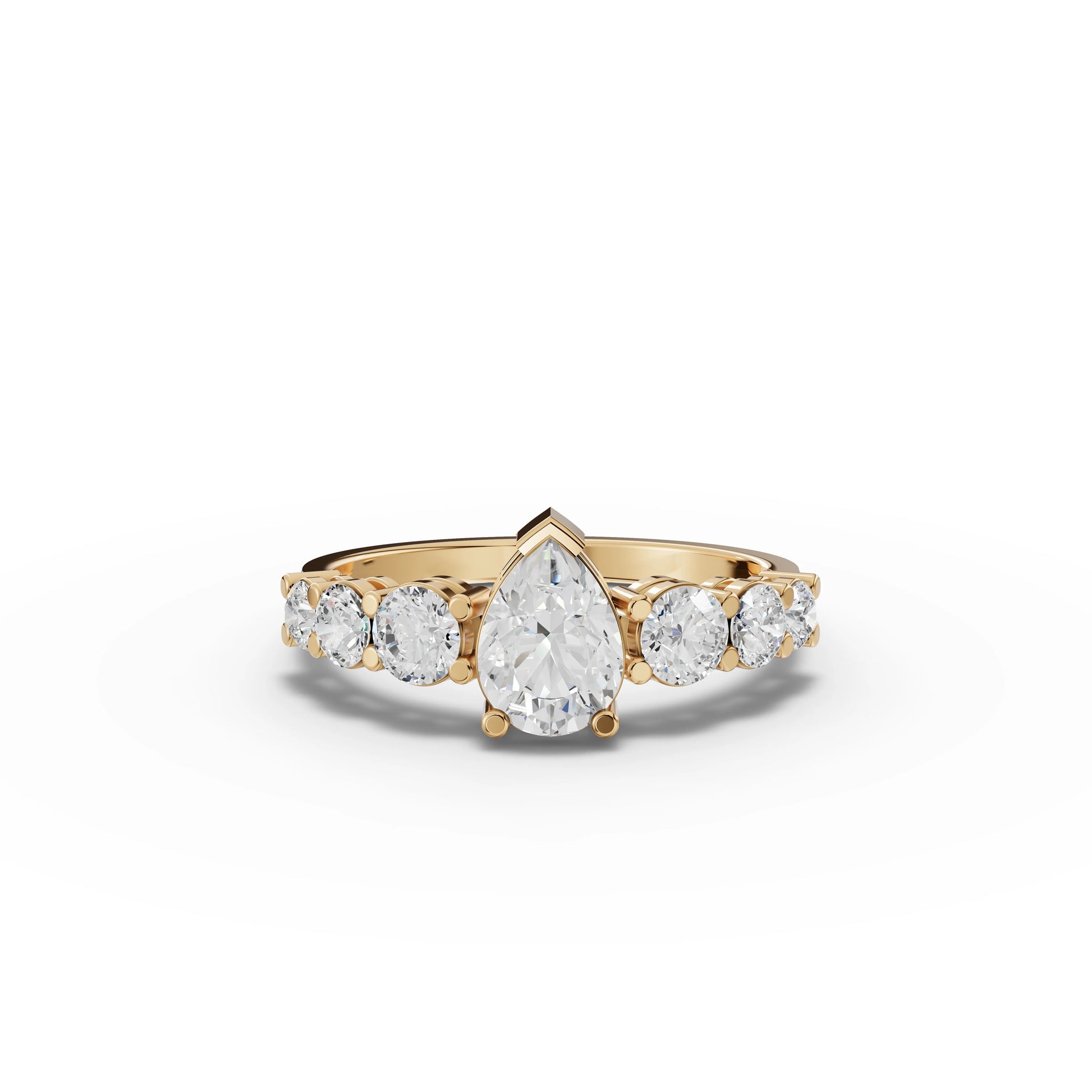 Pear Solitaire Moissanite Diamond Accent Ring