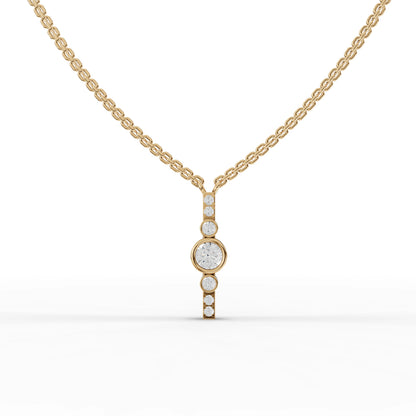 Bezel Moissanite Diamond Bar Pendant Necklace