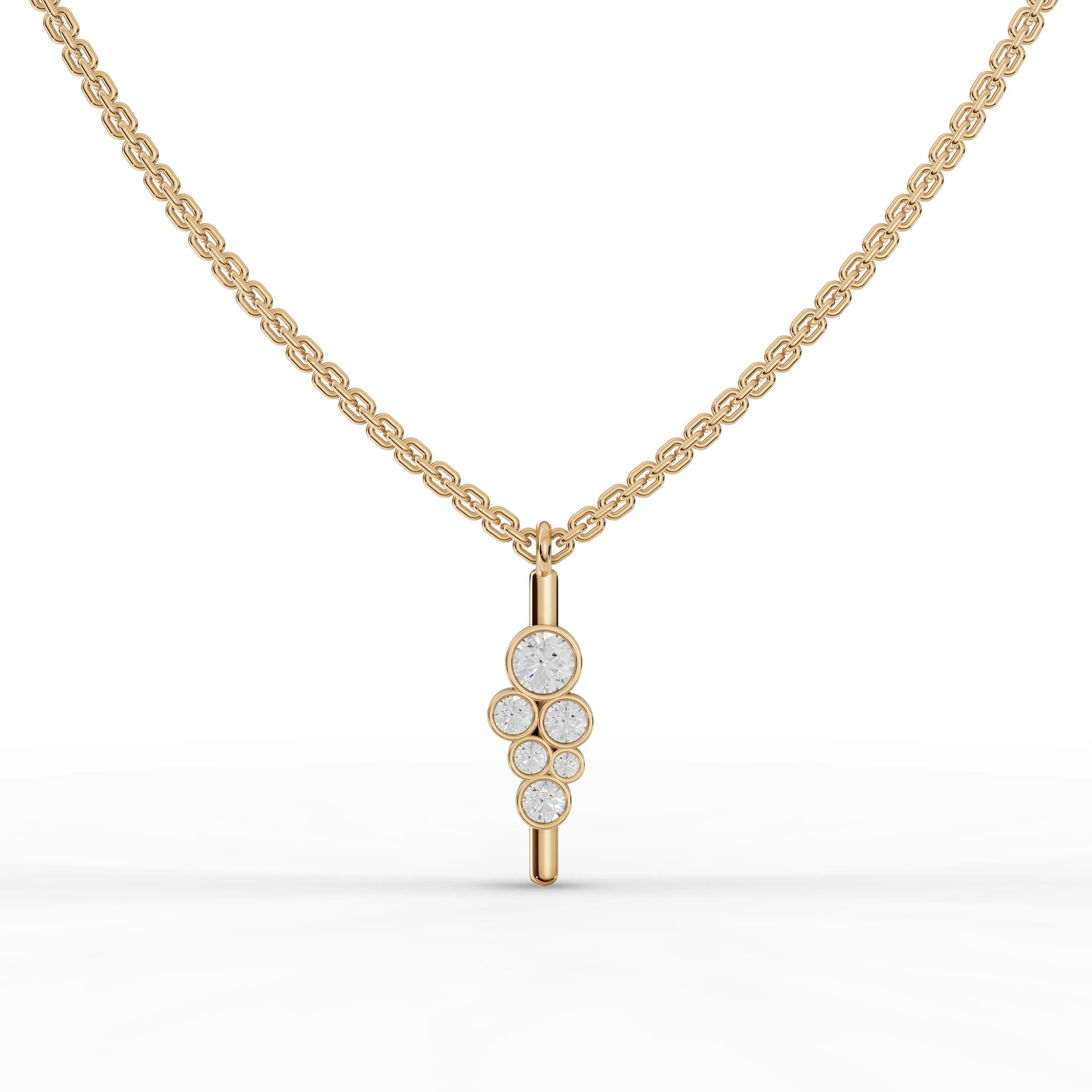 Bezel Cluster Moissanite Diamond Drop Pendant