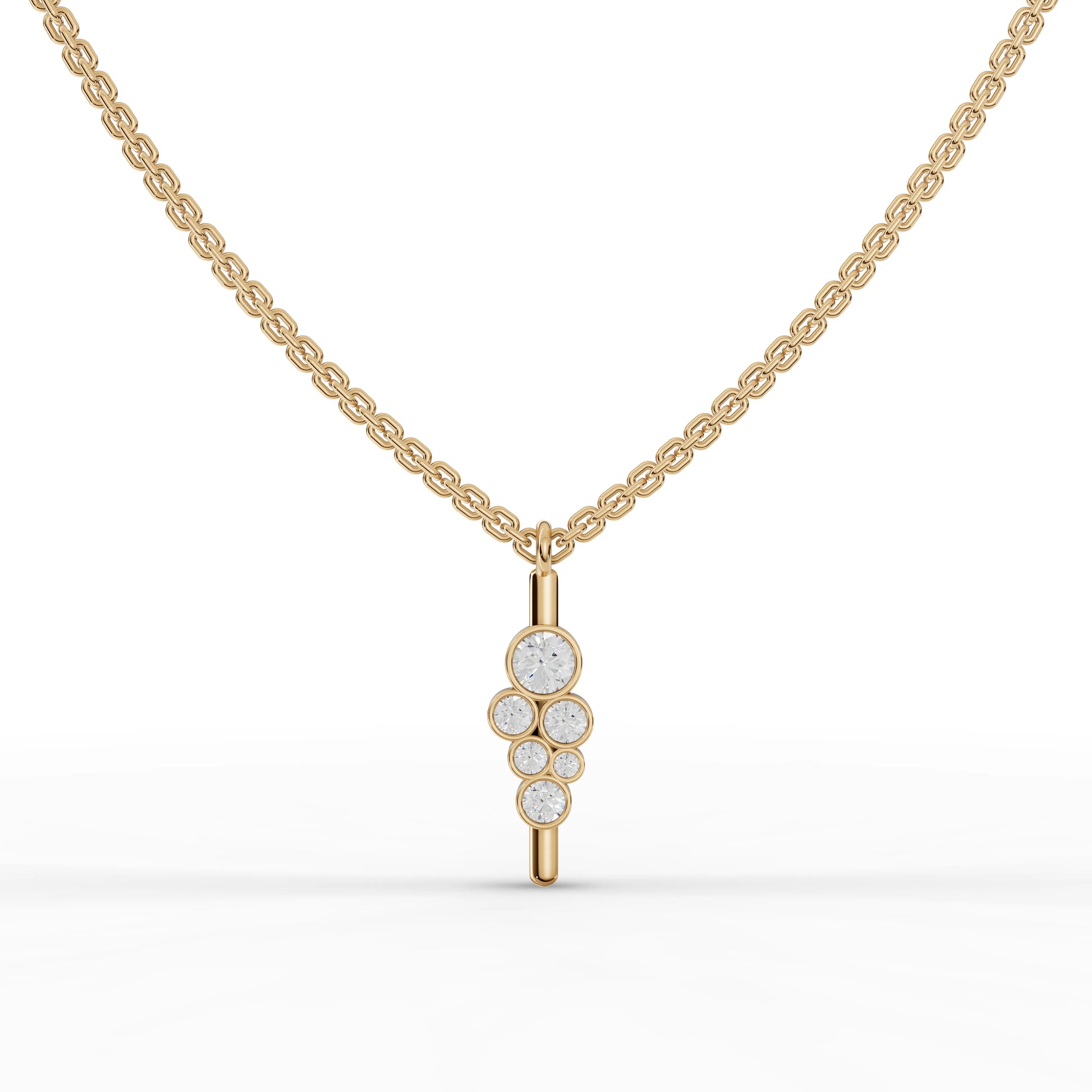 Bezel Cluster Moissanite Diamond Drop Pendant