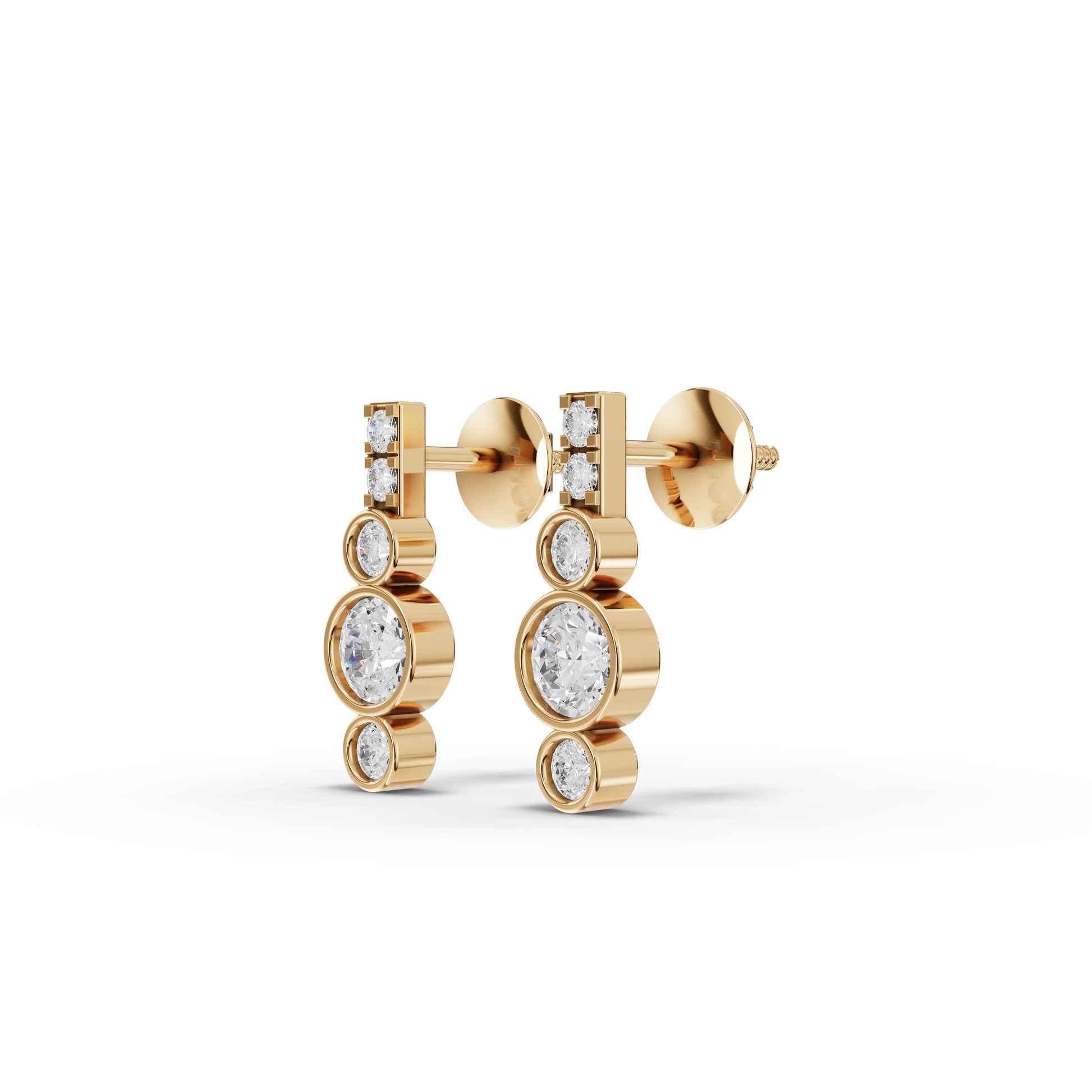 Bezel Moissanite Diamond Drop Earrings With Accent Stones