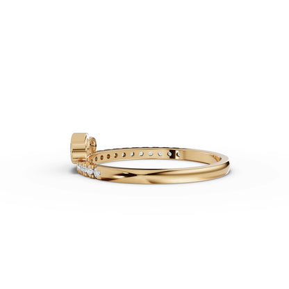 Bezel Three-Stone Moissanite Diamond Pavé Band Ring
