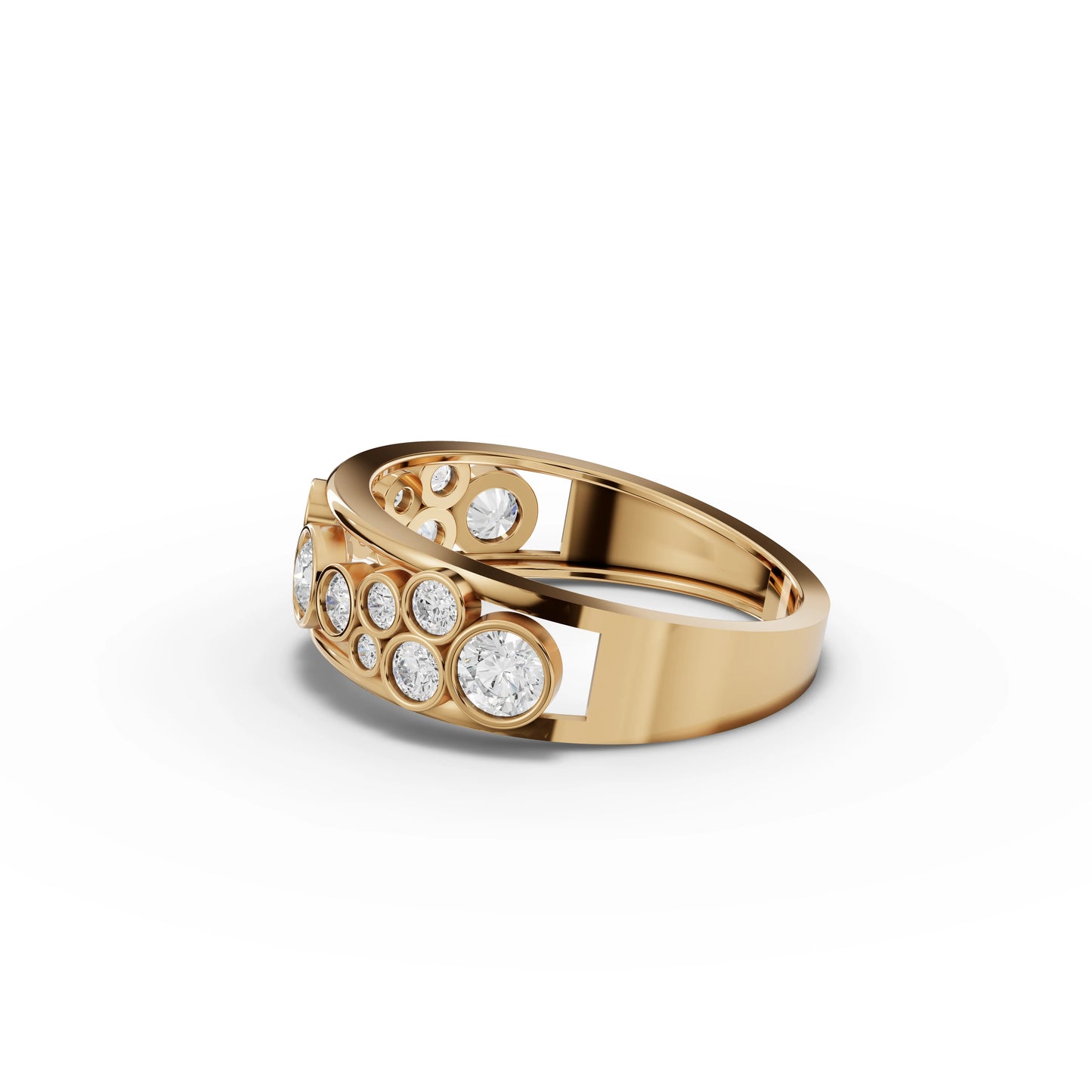 Bubble Bezel Moissanite Diamond Half Eternity Band