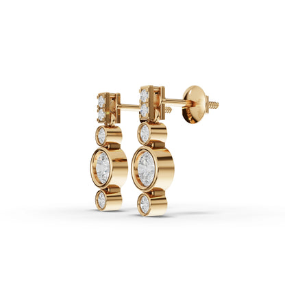 Bezel Moissanite Diamond Drop Earrings With Accent Stones