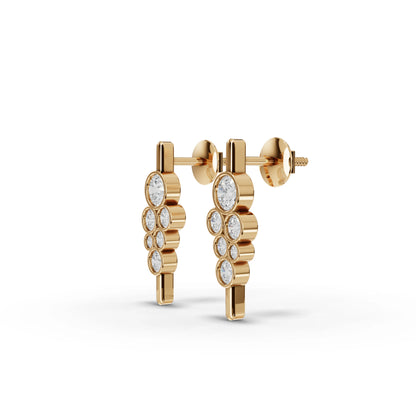 Graduated Bezel Moissanite Diamond Drop Earrings