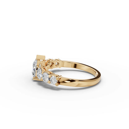 Pear Solitaire Moissanite Diamond Accent Ring