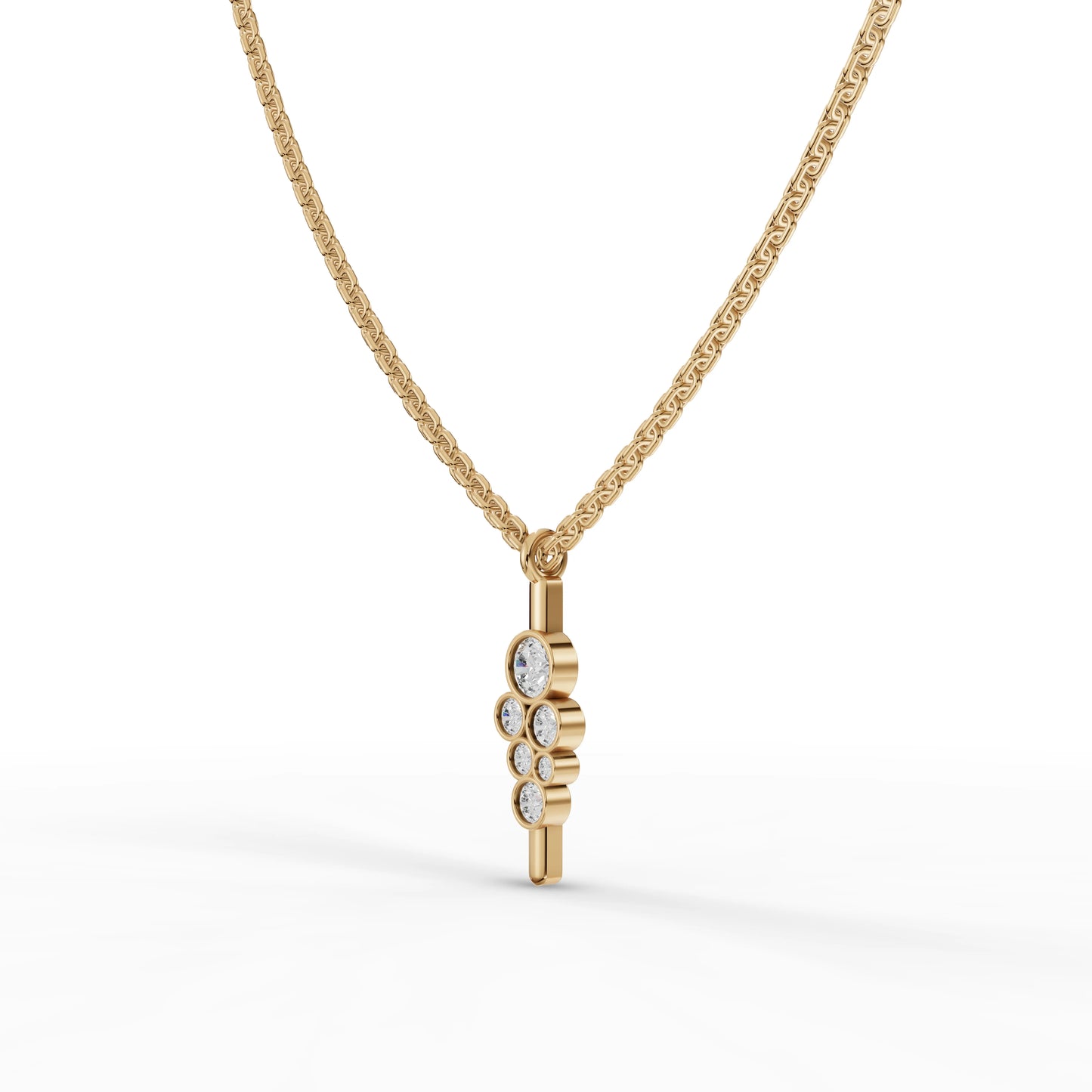 Bezel Cluster Moissanite Diamond Drop Pendant