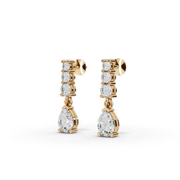 Pear Graduated Drop Moissanite Diamond Earrings