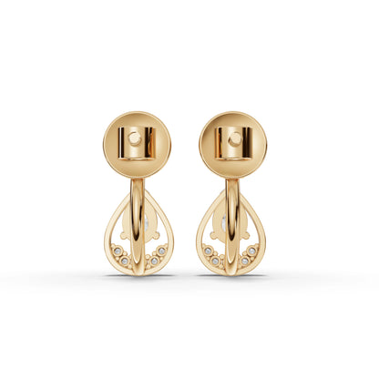 Pear Moissanite Diamond Teardrop Halo Drop Earrings