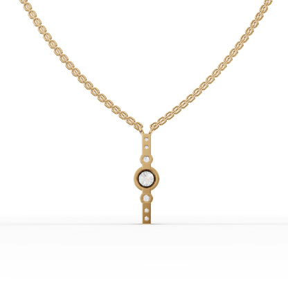 Bezel Moissanite Diamond Bar Pendant Necklace