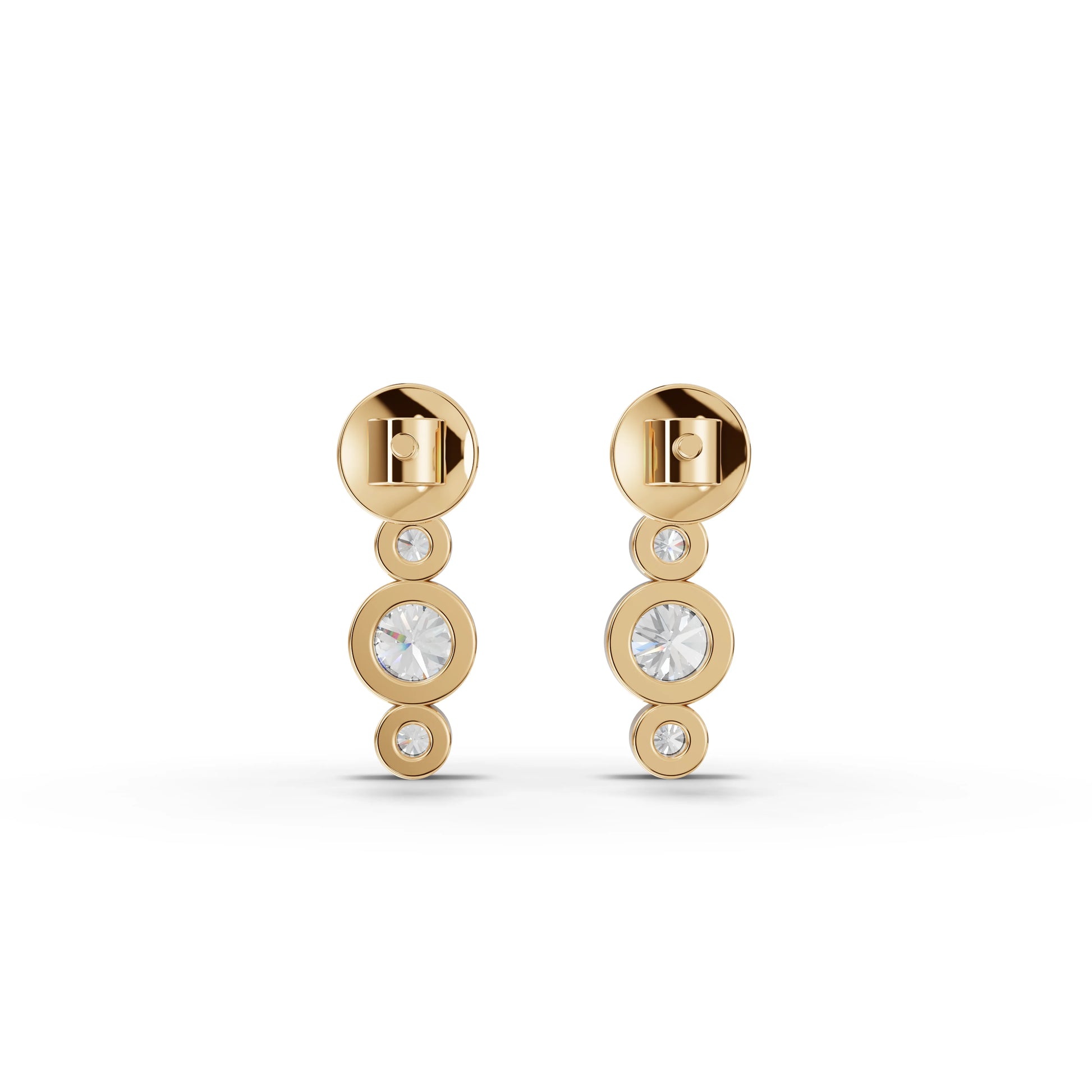 Bezel Moissanite Diamond Drop Earrings With Accent Stones