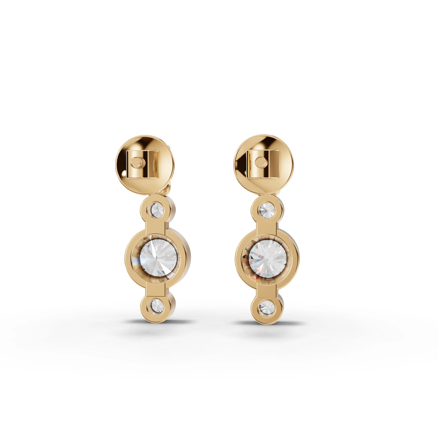 Bezel Moissanite Diamond Drop Earrings With Accent Stones