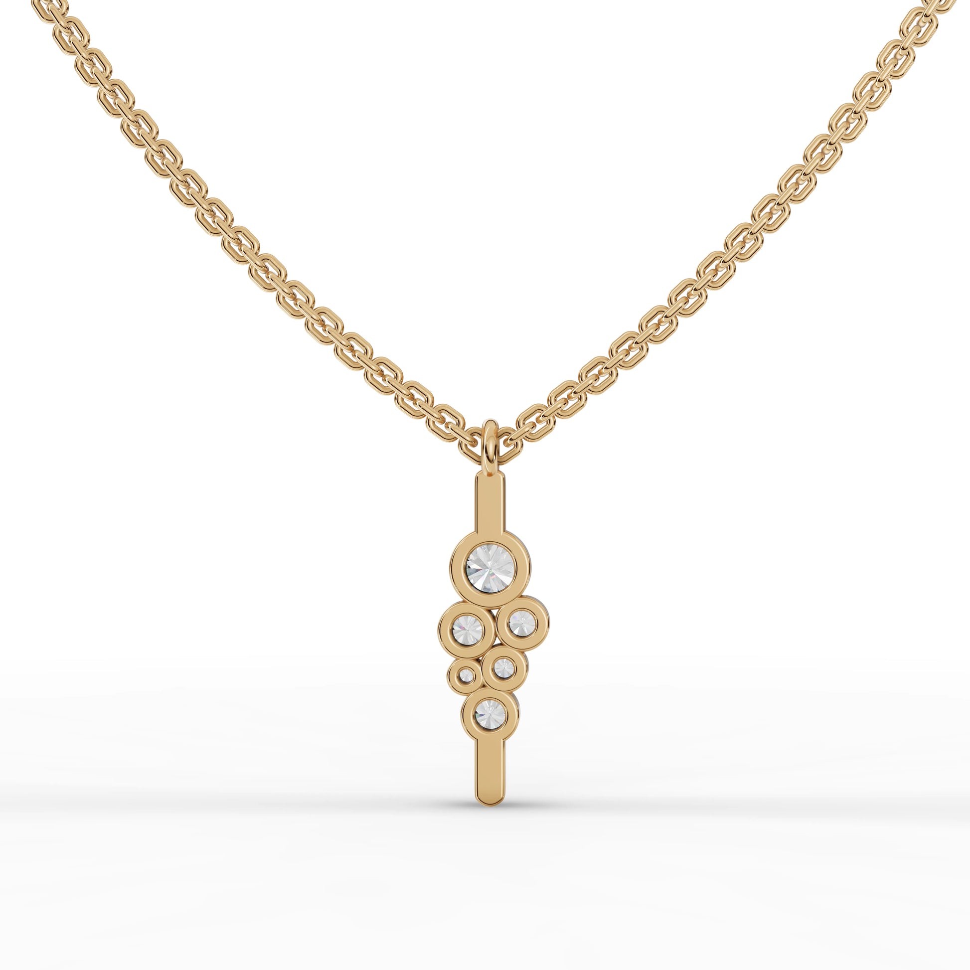 Bezel Cluster Moissanite Diamond Drop Pendant