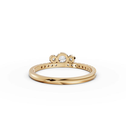 Bezel Three-Stone Moissanite Diamond Pavé Band Ring