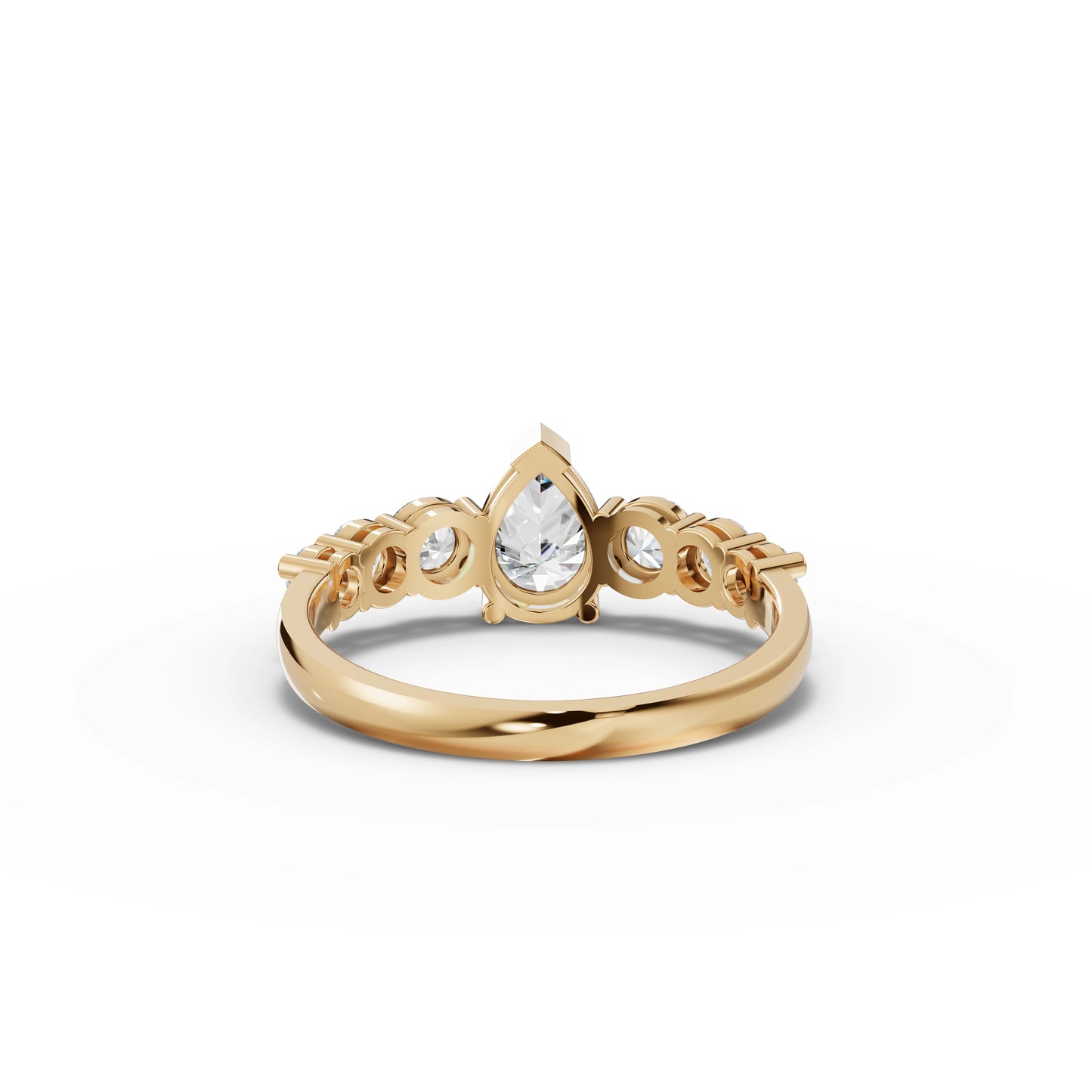 Pear Solitaire Moissanite Diamond Accent Ring