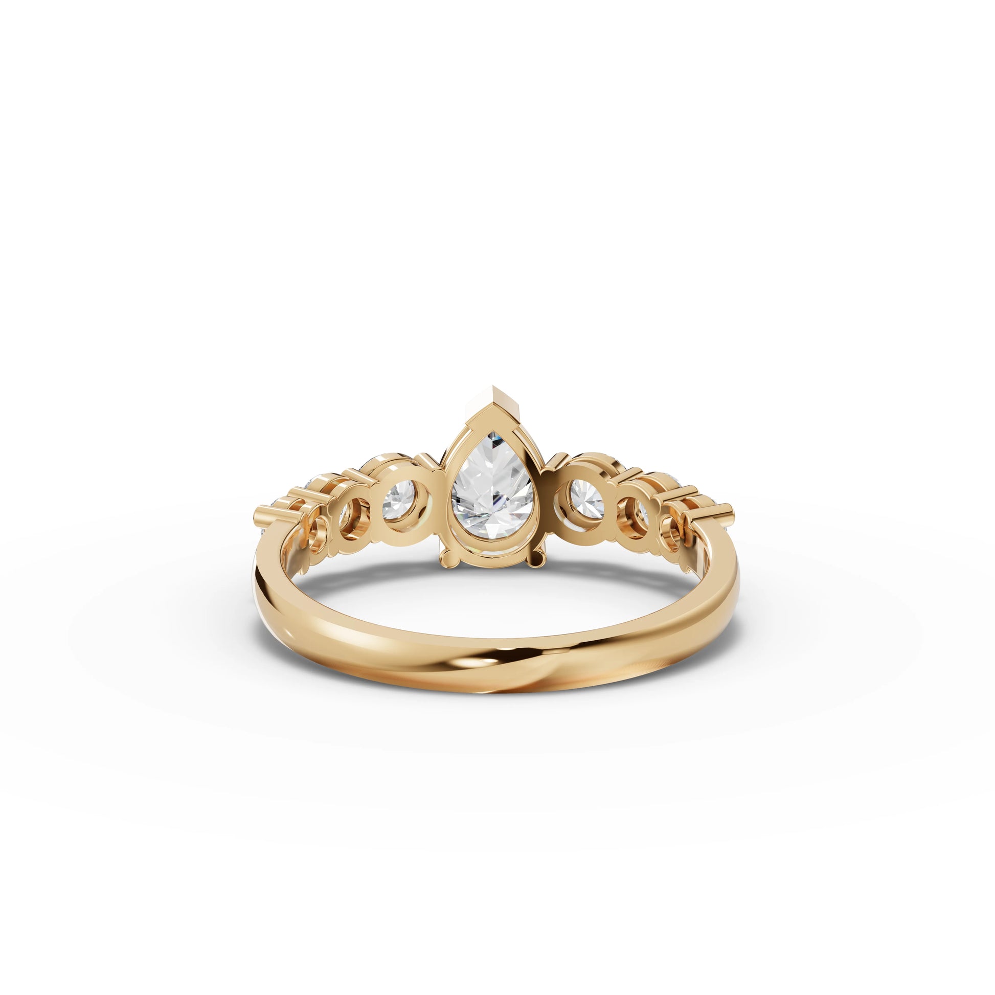 Pear Solitaire Moissanite Diamond Accent Ring