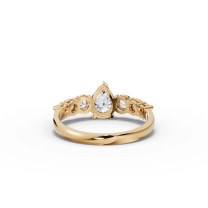 Pear Solitaire Moissanite Diamond Accent Ring